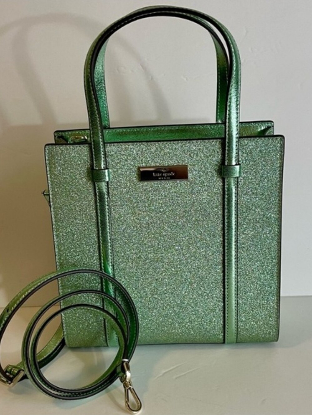 Kate Spade Kenzie Mini Tote – Glitter Mixed Metallic Seafoam Green (KK329) NWT